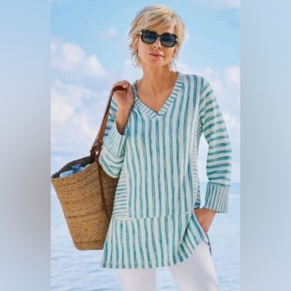 Soft Surroundings‎ Briza Stripe Knit Tunic Top